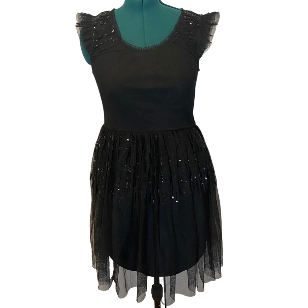 OASIS Black Tulle Sequin Sparkle Tutu Mini Dress. Size Large.